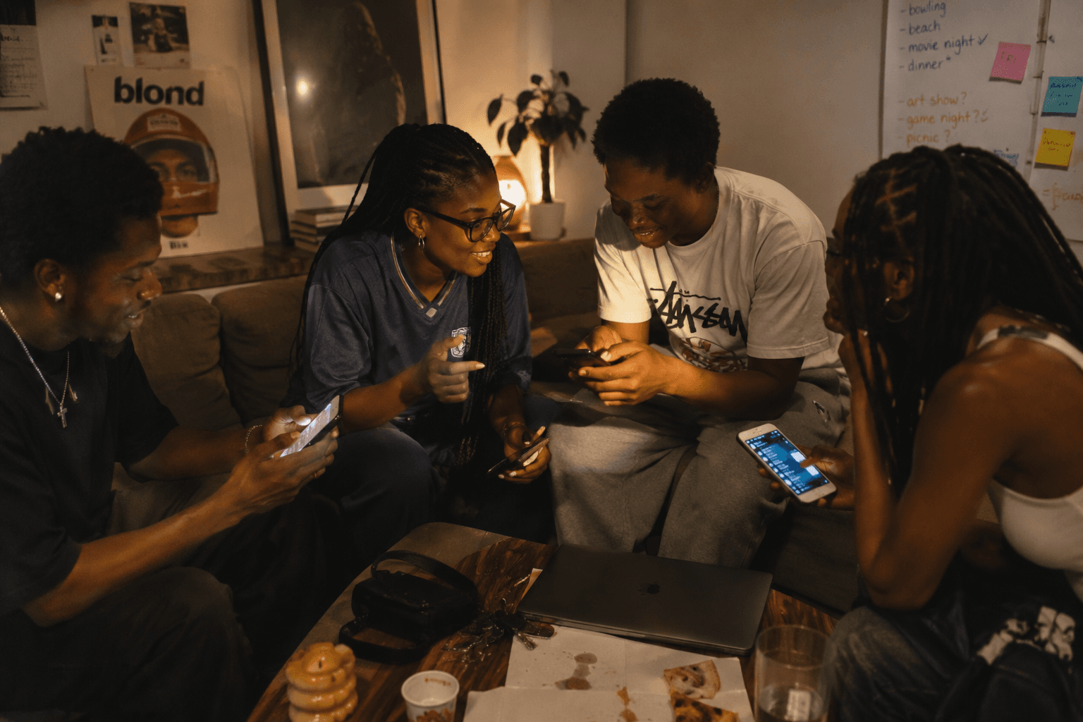 friends sharing a phone screen